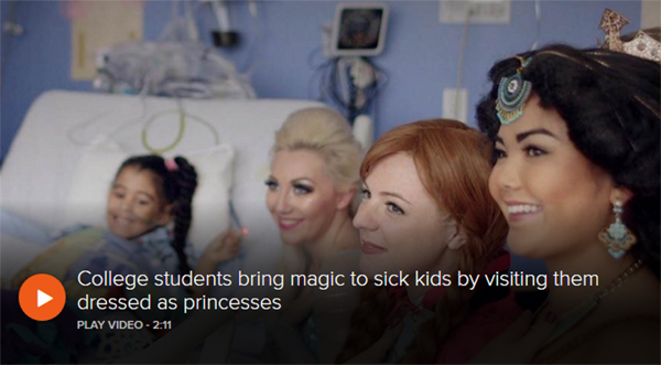 A Moment of Magic princesses smile with a sick child on the Today Show.