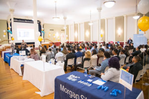 Students network at the Alumni Networking event in Smith Hall.