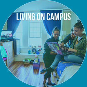 Button saying "Living on campus"