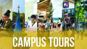 Image collage saying "Campus Tours"
