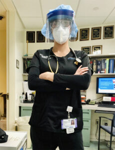 Stephanie W in her nurse outfit.