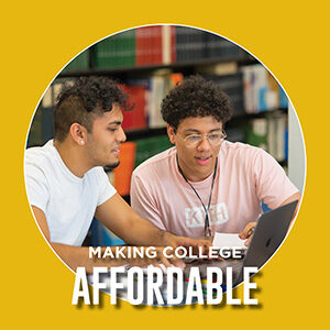 Button saying "Making college affordable"