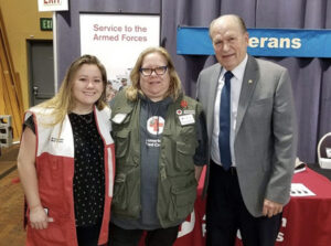 Carly Jenkinson poses with Red Cross people.