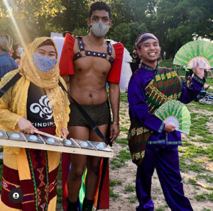 Jerome Viloria ’16 in costume celebrates Filipino traditions with his friends.