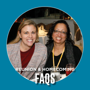 Button to access Reunion & Homecoming FAQs