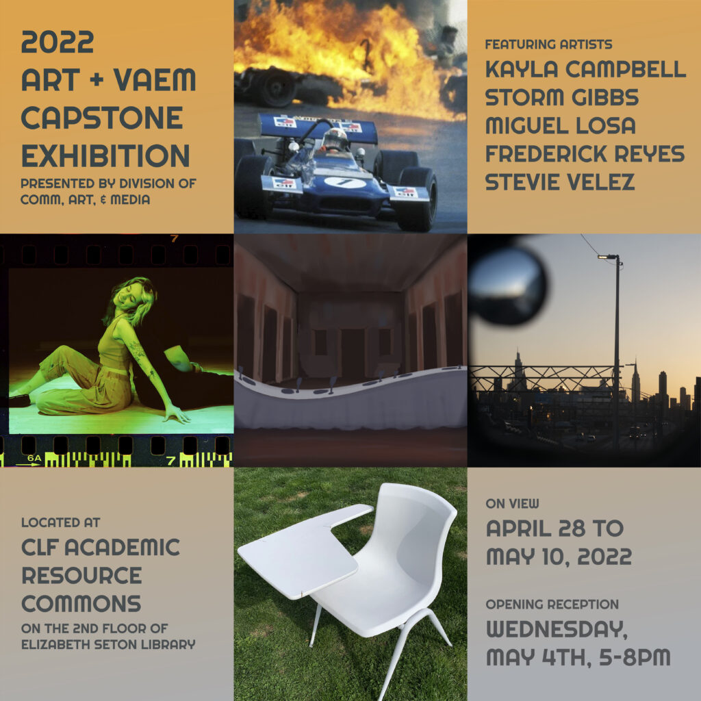 Flyer for the 2022 Spring Senior Capstone Seminar Art Exhibition