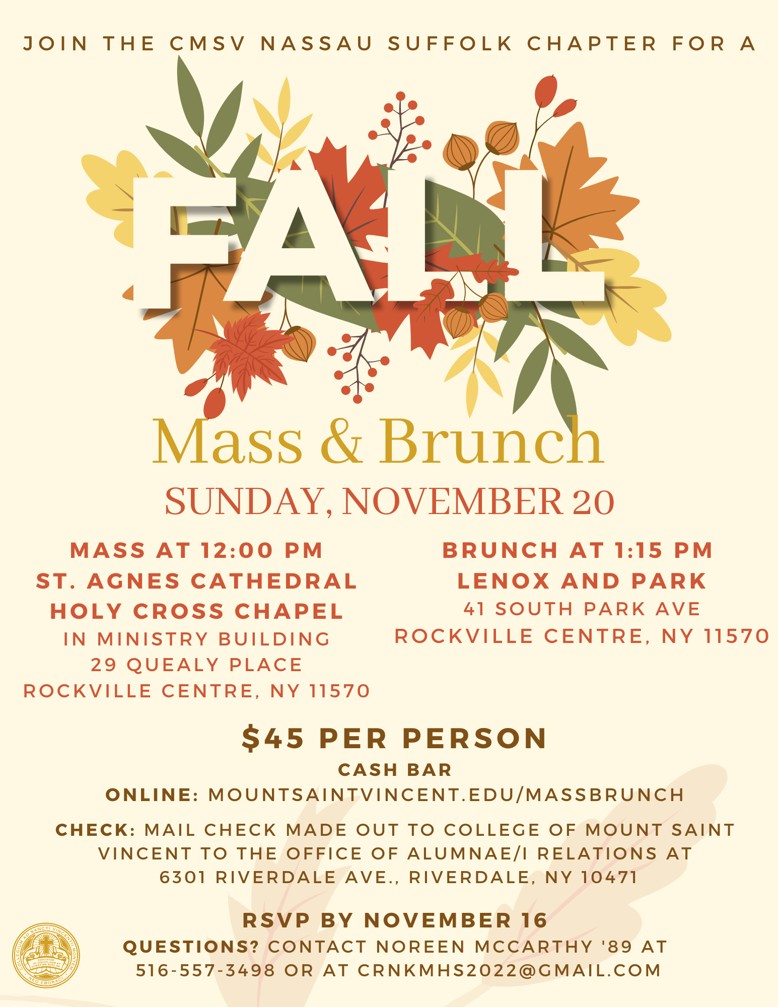 2022 Fall Mass and Brunch Invitation