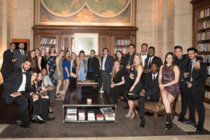 Mount students attending the Scholarship Tribute Dinner at Cipriani 25 Broadway pose for a group photo.