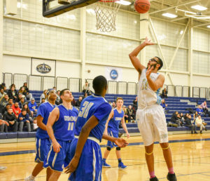 Andrew Curiel '18 on the basketball court. 