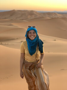 Genesis Torres '20 in the Sahara Desert. 