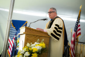 Dr. Charles L. Flynn, Jr. talks at Commencement.