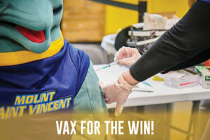 Vinny getting a vaccine and text saying "vax for the win"
