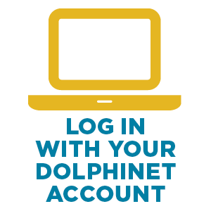 Graphic saying "log in with your dolphinet account"
