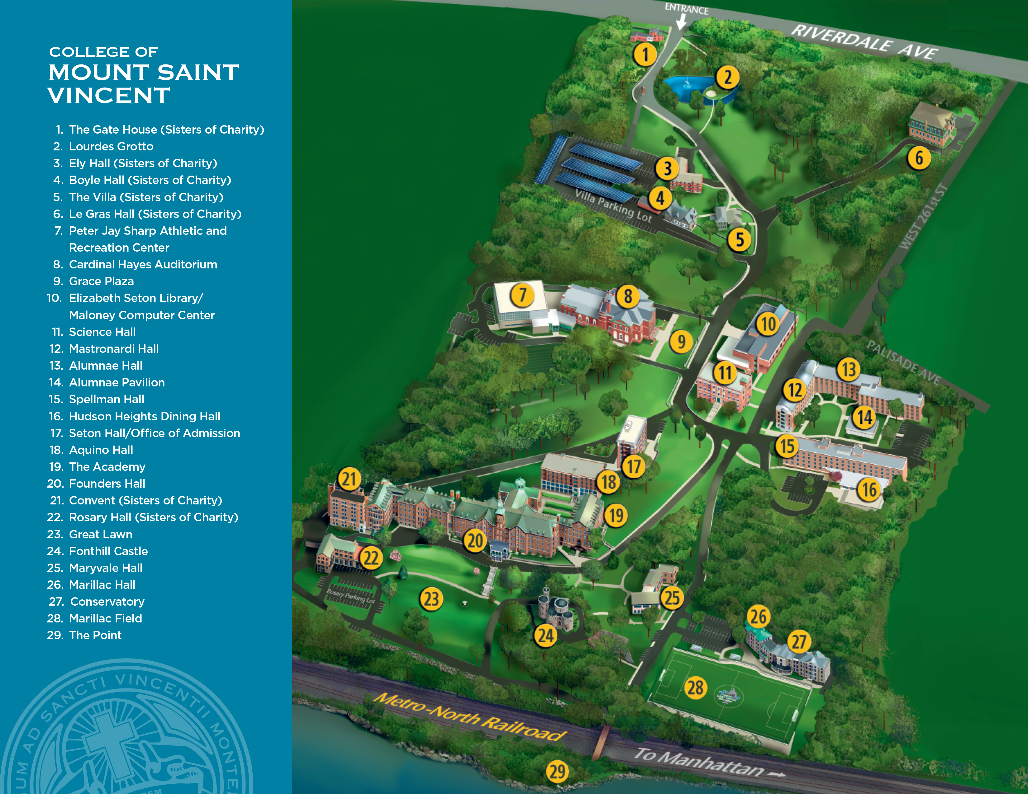 Map of the College of Mount Saint Vincent's Riverdale campus